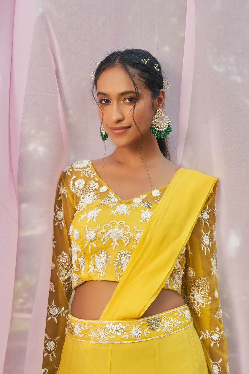 YELLOW EMBROIDERED SAREE