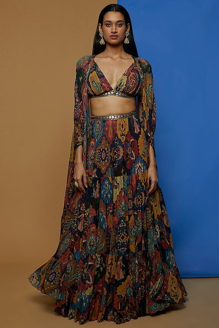 Multi-Colored Printed Lehenga Set