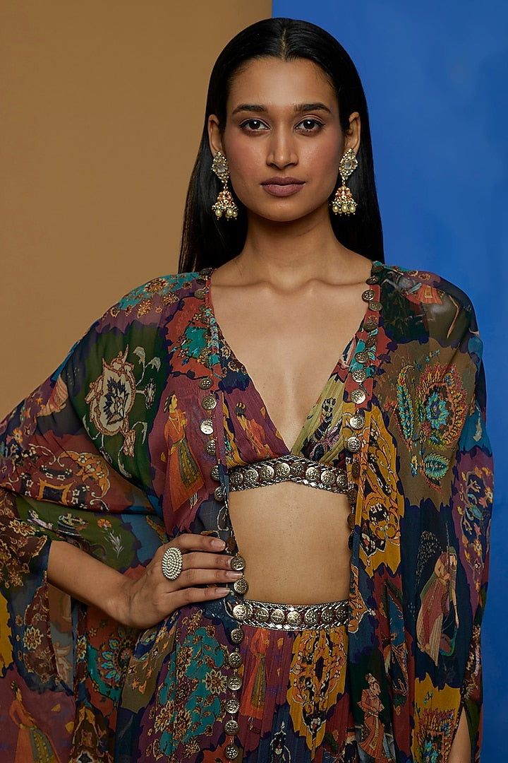 Multi-Colored Printed Lehenga Set