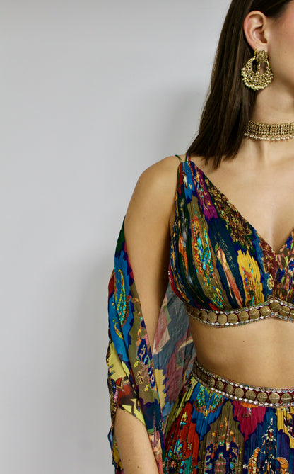 Multi-Colored Printed Lehenga Set