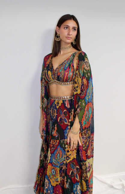 Multi-Colored Printed Lehenga Set