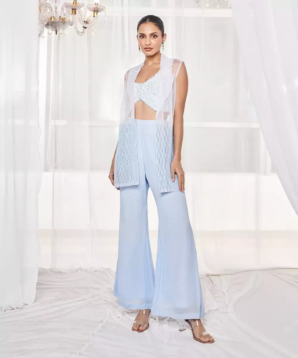 POWDER BLUE ROUND PANT SET