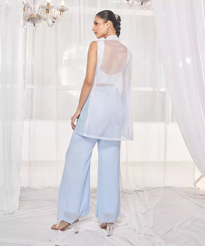 POWDER BLUE ROUND PANT SET